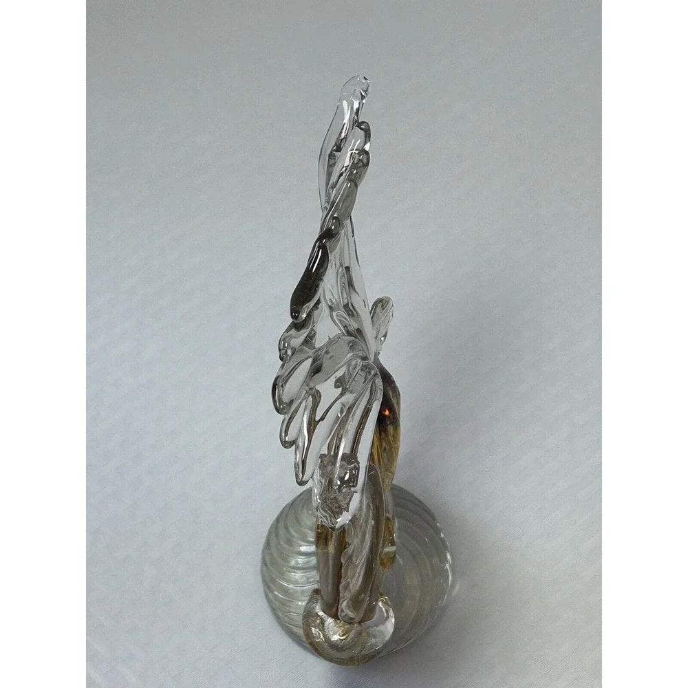 VINTAGE‎ ART GLASS GOLD & WHITE FISH FIGURE/STATUE- 8 1/4”
